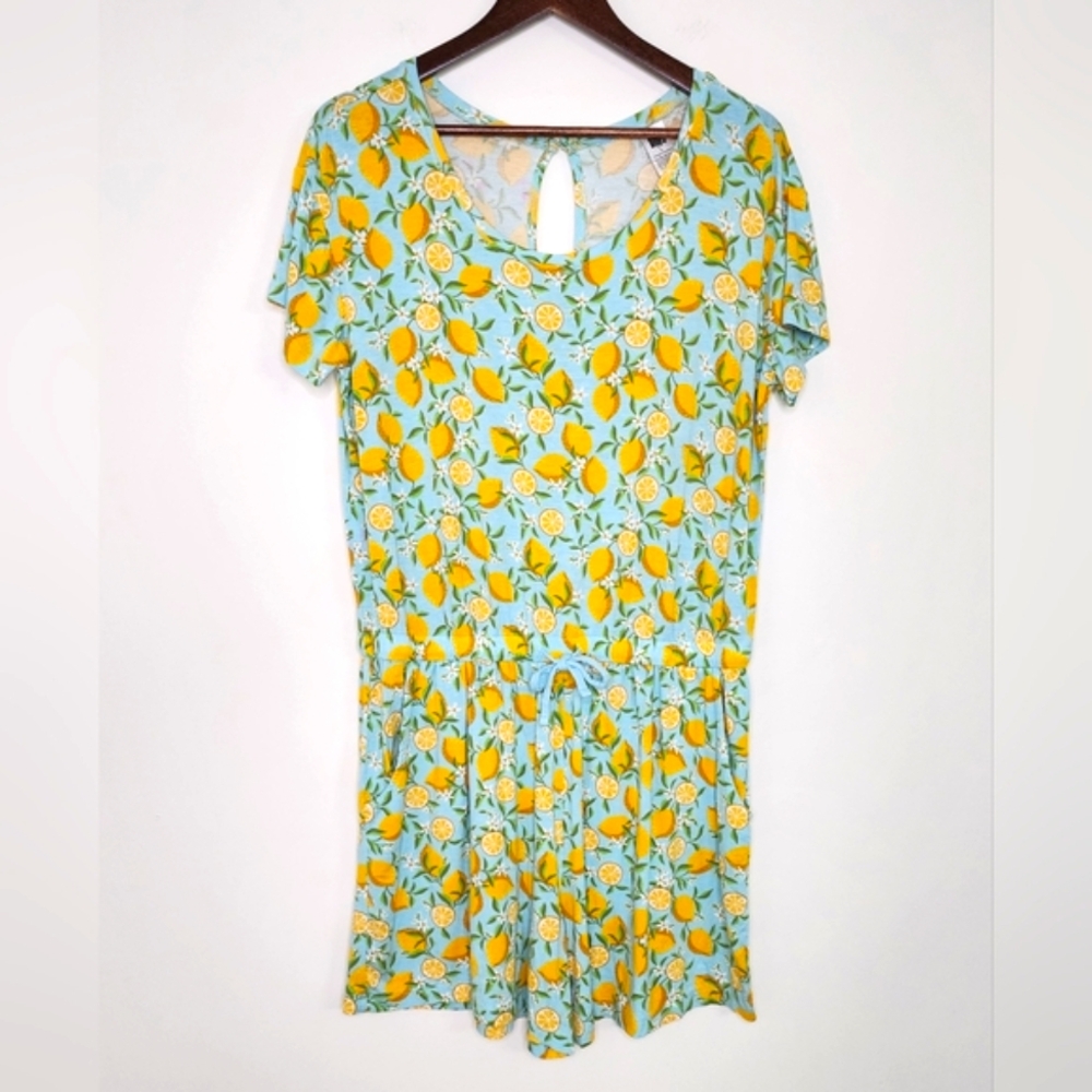 Alex's Lemonade Stand Novelty Lemon Print Short Sleeve Summer Romper Large